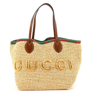 Gucci Logo Open Tote Woven Raffia #224207G22B